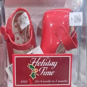 Holiday Time Red Infant Shoes with Bow